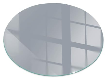 Kaminofen Glasplatte ⌀ 80 cm Kaminplatte Kaminglas Funkenschutzplatte Ofenglas Funken- und Kratzfest Gehärtetem Glas für Kamin Rund Bodenplatte - Farbe Grau