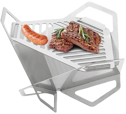 Yulokdwi Braciere Portatile Pieghevole - Riscaldatore da Esterno Portatile per Grigliata,Focolare da Esterno Ripiegabile - per Famiglia Amici Adulti Giardino BBQ Terrazzo