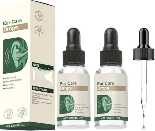 Öronvårddroppar, naturliga ingredienser, serum för borttagning av öronvax med botaniska extrakt, lätt att använda och bärbar för män och kvinnor, för daglig öronhygien ,2pcs