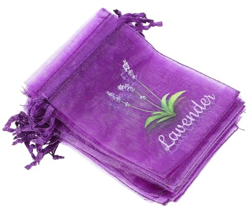 FRCOLOR Sacchetti di Lavanda Coulisse 20 Unità in Organza Trasparente, Bustine per Erbe Aromatiche e Gioielli, per Conservazione in Casa e Regali