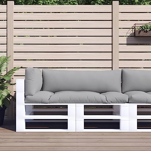 MBDRKVGF 3-Piece Pallet Cushion Set, Grey Water-Resistant Outdoor Seat and Backrest Pads for Patio Furniture, Large Rectangular Polyester Sofa Cushions for Garden, Balcony, and Living Room
