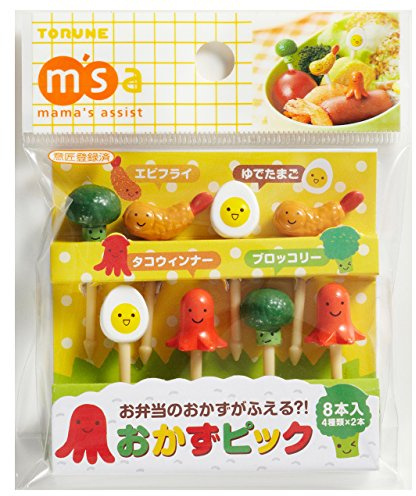 CuteZCute Bento 3D Food Pick, 8-Piece, Broccoli, Octopus, Fried Shrimp, Egg