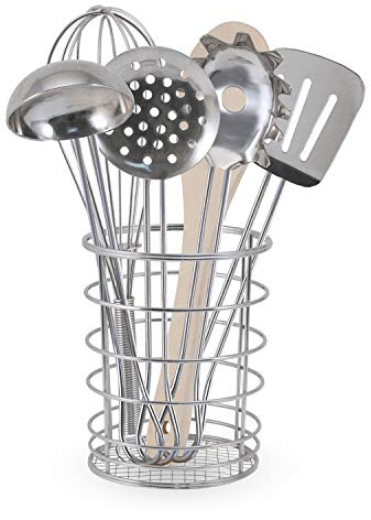 Melissa & Doug Stir & Serve Cooking Utensils (7 pcs) - Stainless Steel & Wooden Play Kitchen Accessories, Preschool Learning Toys for Girls & Boys 3+