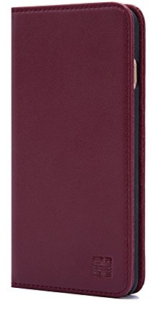 32nd Klassische Series - Lederhülle Case Cover für Apple iPhone 7, 8, SE (2020) & SE (2022), Echtleder Hülle Entwurf gemacht Mit Kartensteckplatz, Magnetisch und Standfuß - Burgunder