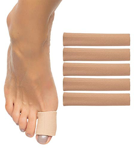ZenToes Open Toe Tubes Fabric Gel Lined Sleeve Protectors for Corns, Blisters, Hammertoes - 5 Pack - 29” of Tubing (Large)