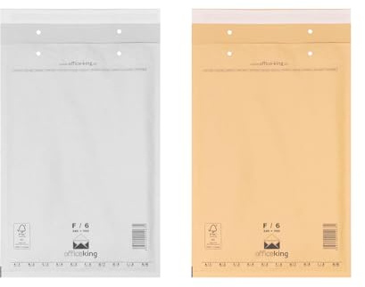 officeking 200 Luftpolstertaschen F/6 | 240 x 350 mm (100 Stück in Braun und 100 Stück in Weiß) - Luftpolster Verpackung Polsterumschläge Briefumschläge gepolstert