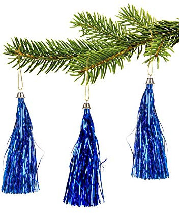 unbekannt Lamettini Lametta Anhänger Christbaumschmuck Weihnachtsanhänger (50, Blau)