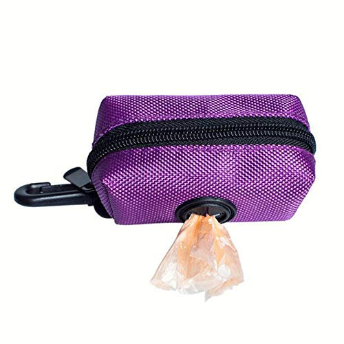 ZHDXW Hundepoop Tasche Inhaber Leichter Stoff Hundekotbeutel Spender Leine Anlage mit Durable Haken zum Laufen oder Wandern Zubehör,Lila