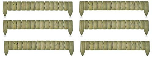 Ghega 1 Meter Long Fixed Panel Fence Log Roll Border Edge Picket Garden Patio Outdoor Lawn Edging Planters or Garden Sectioning (6 Panels)