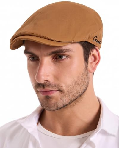 ZLYC Sommer Ivy Schirmmützen Ballonmütze Baumwolle Flatcap für Herren (Solide Khaki),Gr.Einheitsgröße