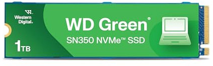 WD Green SN350 1TB NVMe Internal SSD Solid State Drive - Gen3 PCIe, QLC, M.2 2280, Up to 3,200 MB/s