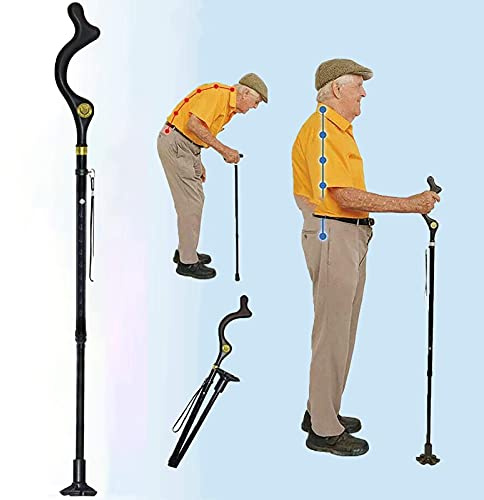 Bastone per Anziani Pieghevole, Regolabile Alluminio Bastoncini da Viaggio Portatili Leggeri Impugnatura Ergonomica Antiscivolo Alpenstock per Le Donne Uomini Escursionisti Anziani