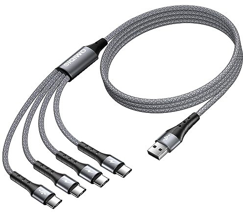 SIQIWO USB Typ C Kabel 1.2M, QC 3.0 Schnellladung Sync Ladekabel mit 4 USB C Port, für iPhone 17/16/15 Pro, Samsung Galaxy S24 S23 S22 Ultra S21 S20 A51 A7, Note 20, LG G8 V50, Huawei, Sony, Xiaomi