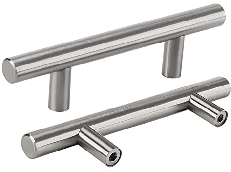 LONTAN 10 Stück Schrankgriffe Edelstahl Küchengriffe Silber 64mm Lochabstand - Möbelgriffe Gebürstet für Küchenschränke