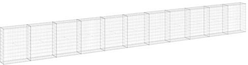 Gecheer Gabionenwand mit Abdeckung Gabione Steingabionen Steinkorb Gabionen Wand Drahtkorb Draht Mauer Verzinkter Stahl 900 x 30 x 100 cm (L x B x H)