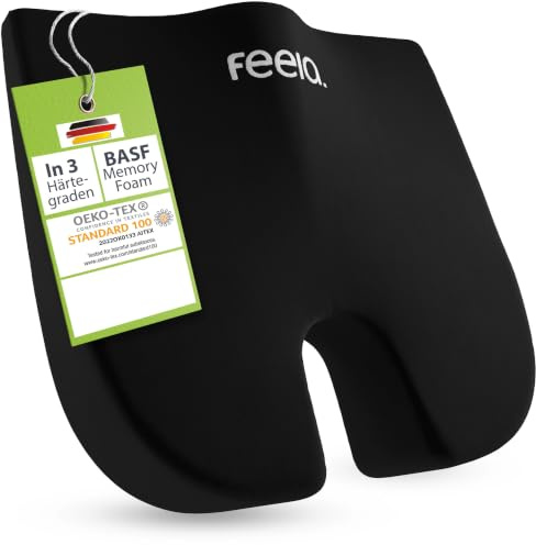 feela.® Orthopädisches Keilkissen [3 Härtegrade] – Memory Foam Haltungskorrektur für mehr Sitzkomfort & Entlastung bei Ischias – Ideales Sitzkissen Stuhl fürs Büro & Sofa (Weich)