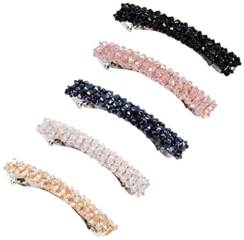 Hpamba Clip a Molla Fermaglio per Capelli in Cristallo Forcina in Lega di Strass Forcina di Strass Abbagliante Eleganti Fermagli per Capelli Francesi per Ragazze e Donne 5 Pezzi (Più Colori)