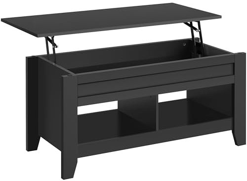 Yaheetech Couchtisch Höhenverstellbar Beistelltisch Wohnzimmertisch mit Ablagefach Holz Sofatisch Lift-up Kaffeetisch für Wohnzimmer, Schwarz