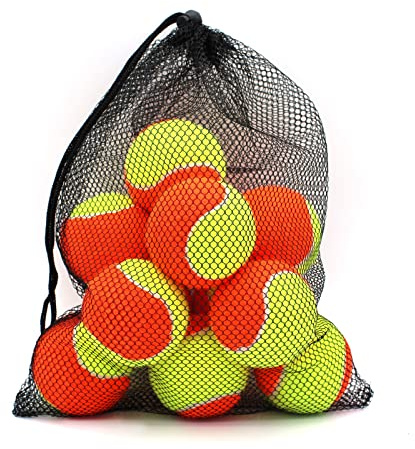 Magicorange Tennis Balls, 12 Pack 50% Low Compression Stage Tennis Ball for Beginners Youth Kids Training Practicing with Mesh Bag for Easy Transport (Orange)
