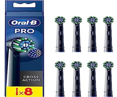 Oral-B Pro Cross Action Noire Brossettes pour Brosse à dents électriques, Pack De 8 Unités