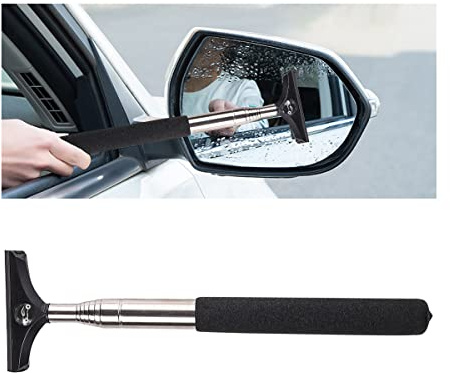 CGEMDY Retractable Glass Squeegee with Sports Car Design, Telescopic Water Scraper Cleaner for Rainy Foggy Weather, Universal Car Accessory (Black)