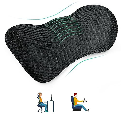 VBXBKC Lendenkissen, Memory Foam Lendenwirbelstützkissen für Bürostuhl und Autositz, Rückenkissen mit Verstellbarem Gurt, Ergonomisches Design für Lendenwirbelbett, Linderung von Rückenschmerzen