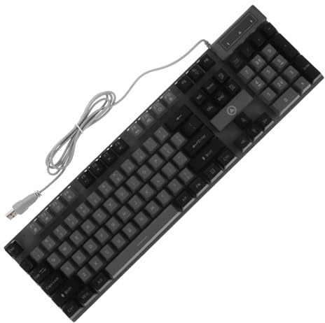 Mikikit Clavier Gamer Filaire 104 Touches Abs Noir Rétroéclairé RGB | Pavé Complet, Touches Suspendues, Support Pliant, Plaque Renforcée Haute Résistance
