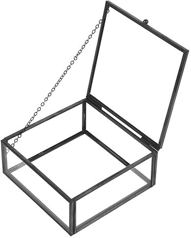 Cabilock Transparentes Schmuckkästchen Mit Glasdeckel Schmuckbehälter Aus Glas Und Legierung Für Ringe Ohrringe Armbänder Und Halsketten Kompakter Aufbewahrungskasten Für Schmuck Und Kosmet