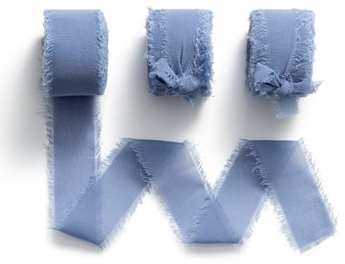 MORSUNBELA 3 Rotoli Nastro Chiffon Regalo Decorazioni Nastro Largo per Natale Compleanno Matrimoni San Valentino Confezioni Regalo 2,5 cm x 6,4 m Blu