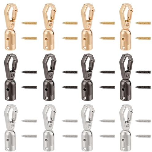 PLIGREAT 12 Stück Cord Endkappen 3 Farben Cord Terminatoren Karabiner Klauenverschlüsse Halskette Cord Enden für Ledertaschen Riemen Perlen Quaste Anhänger DIY Schmuck Kunst Handwerk Herstellung