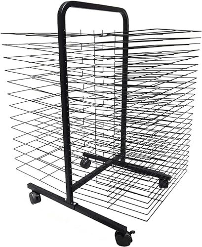 Desktop-Kunst-Trockenständer, doppelseitiger Kunst-Trockenständer aus Metall und Stahl, Drahtregale, doppelseitiger, mobiler Kunst-Trockenständer, für Klassenzimmer, Gemälde, Kunststudios (Farbe: 50