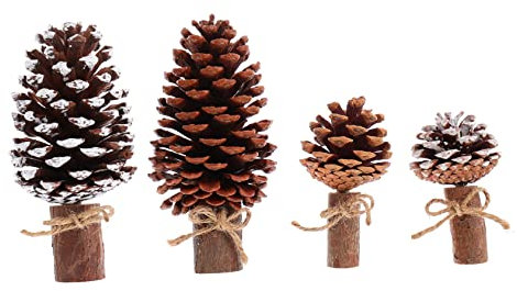 IMIKEYA 4stücke Tannenzapfen-baumschmuck Weihnachtsartikel Festtagsdekoration aus Holz Weihnachtsbaumschmuck für Dekoration Zufälliger Stil