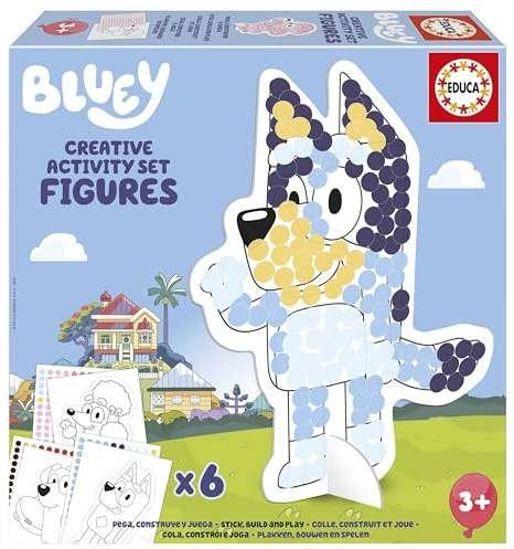 Educa - Set Creativo para Decorar Personajes de Bluey en 3D con Pegatinas de Colores. Manualidad para niños de 3 4 5 6 años (19885)