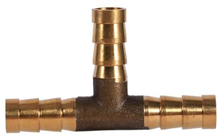 Fuerdich T-Schlauchtülle, 3-Wege-Schlauchverbinder, Messing-T-Stück für Luft, Wasser, Gas, Öl, 3-Schlauch-Verbindung (8mm)