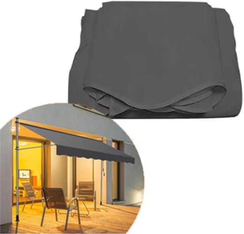 NILZA Ersatz Für Terrassen Klemmmarkise Ersatzstoff Polyester Ersatzbespannung Überdachung Mit UV Schutz Wasserabweisend Sonnenschutz Stoff(Color:Black,Size:350cm)