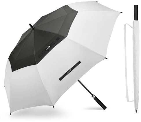 ZOMAKE Paraguas Grande 68 Pulgadas - XXL Paraguas De Golf Antiviento con Apertura Automática,Doble Toldo De Umbrella Ventilado para 2-4 Personas,Paraguas Hombre Mujer Grandes(Negro-Blanco)