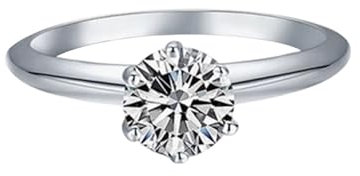 Epinki 14K Au585 Weiß Gold Antragsring Echt Gold Schmuck, 6-Prong Solitärring Verlobungsring Gold 585 Bandringe mit Moissanit für Damen, Gr.51 (16.2)