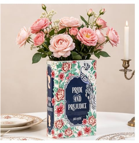AIRCADIA Deko Bücher Vase, Keramik Vase（Stolz Und Vorurteil） | Clean Girl Room Decor, Bücherregal Dekor, Ästhetische Room Decor, Für Home Office, Für Buch Liebhaber
