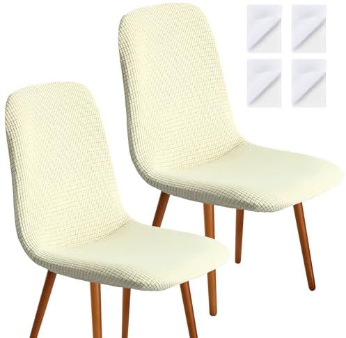 heavenlife 2 PCS Fodere Coprisedia per Sala da Pranzo, Universali Fodera per Sedia da Pranzo con Schienale, Elasticizzato Copertura per Sedie da Ufficio, Coprisedia Universale in Velluto (Beige)
