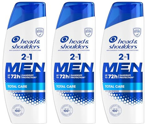 Head & Shoulders Total Care 2-in-1 Men's Anti-Dandruff Shampoo & Conditioner, 72h Protection, 249ml, Pack of 3