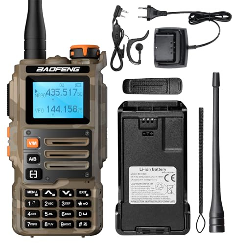 BAOFENG K63 Tri-Band 6W Amateurfunk, VHF UHF 1.25M Radio, 999CH | Multiband-Empfänger, kabellose Frequenzkopie, Frequenzumkehr, 2600mAh Akku & AM/FM Empfänger (Wüstentarnung)