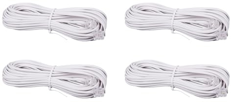 MQODLFP 4pcs 10m RJ11 cavo di prolunga connettore telefonico bianco