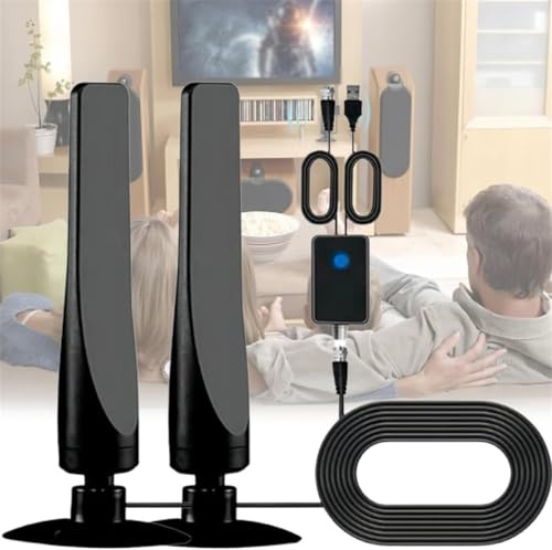 Amplificador de antena de TV para interiores, antena de TV inteligente mejorada 2025 con amplificador de señal, antena de ventosa Plug Play, cable Wave-Max 4K 1080P, antena de TV digital HD para