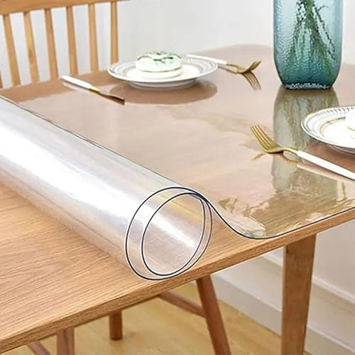 Pellicola protettiva trasparente per tavolo da pranzo, 1,5 mm/2 mm, su misura, in PVC trasparente, tovaglia rettangolare, 55 × 180 cm