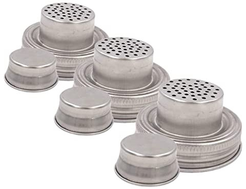 GALPADA 3pcs Stainless Steel Jar Shaker Lids Silicone Seal for Mason Jars for Cocktail Shaker Lids