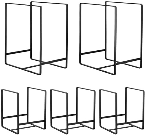 NGOSUET 5 stycken tallrikshållare, metall, svart, tallriksställ, tallrik, förvaring, skåp, tallrikshållare, stativ, metall för diskho porslin och grytlock, 14 x 12,5 x 11,7 cm och 20 x 16,5 x 11,7 cm