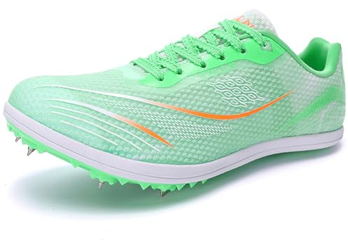 SDEQA Zapatillas de Atletismo 6 Clavos Hombre y Mujer Zapatos Deportivos de Media Distancia Sprint para Correr al Aire Libre,Verde,44 EU