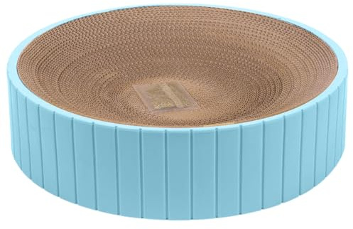 Katzen Kratzbrett - Katzen Kratzpappe Mit Premium-Kratztextur, Langlebige Kätzchen Kratzmatte, Rundes 30x30x7cm, Weiß/Rosa/Blau
