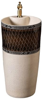 Classique Lavabo sur pied en céramique for salle de bain avec robinet et kit de vidange Pratique