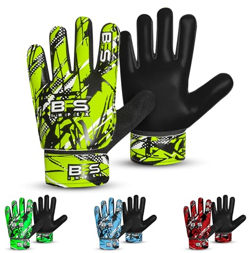 BFS IMPEX Kids Soccer Goalie Gloves – Youth Football Goalkeeper Gloves for Boys, Youth & Children with Strong Anti-Slip 4mm Latex Grip Palm, Double Wrist Support & Durable Football Gloves